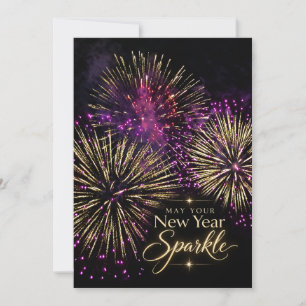 May Your New Year Sparkle Fireworks Holiday Card