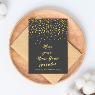 May your New Year Sparkle! Gold Sparkles Postcard