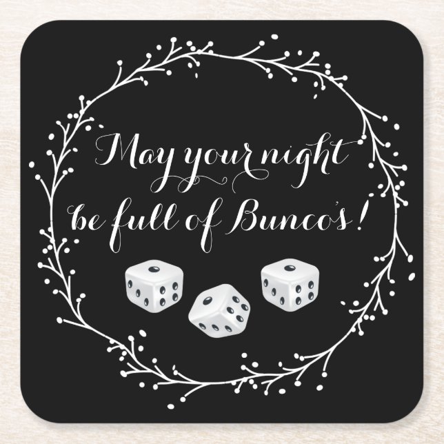 May Your Night Be Full Of Bunco's! Square Paper Coaster (Front)