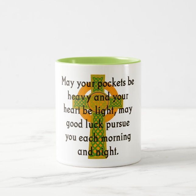 May Your Pockets Be Heavy - Irish Quote  Two-Tone Coffee Mug (Center)