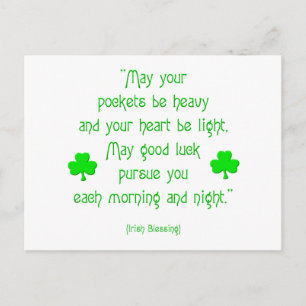 May your pockets be heavy... postcard
