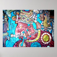 Maya Aztec Haut prêtre indien Poster d'art mexicai