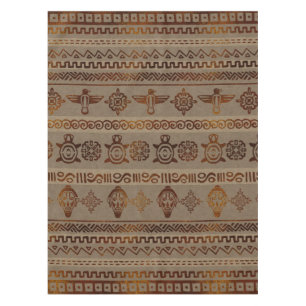 Maya / Aztec  pattern Burn gold on canvas Tablecloth