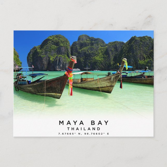 Maya Bay Thaïlande Coordonnées Carte postale (Devant)