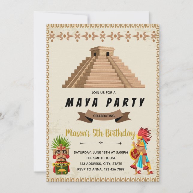 Maya birthday party invitation (Front)