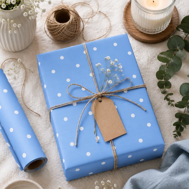 Maya Blue Polka Dots  Wrapping Paper (Creator Uploaded)