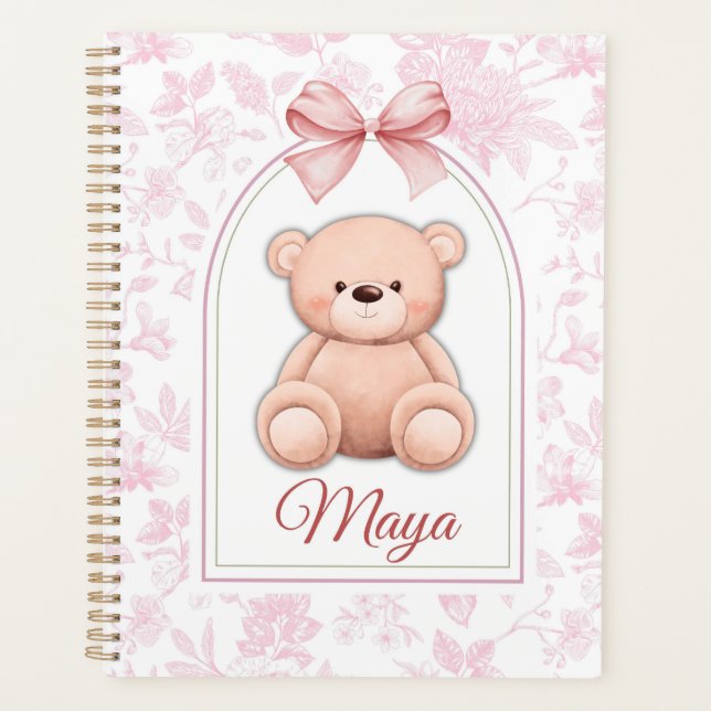 Maya | Custom Pink Teddy Bear Nursery Design  Planner (Front)