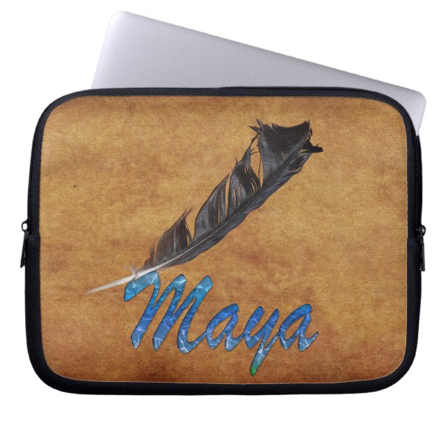 MAYA Native American Feather Laptop Sleeve (Front)