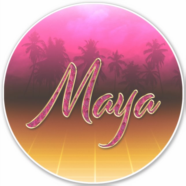 Maya Prénom Golden Pink Autocollants Autocollants (Devant)