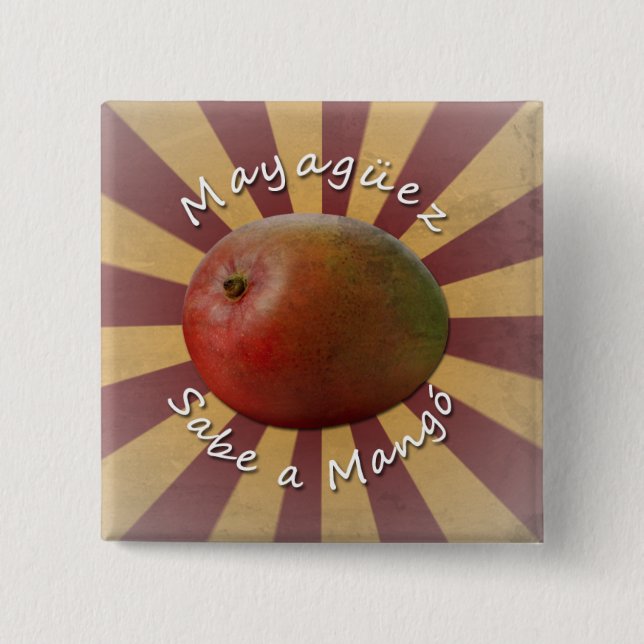 Mayagüez - Sabe a Mango 2 Inch Square Button (Front)