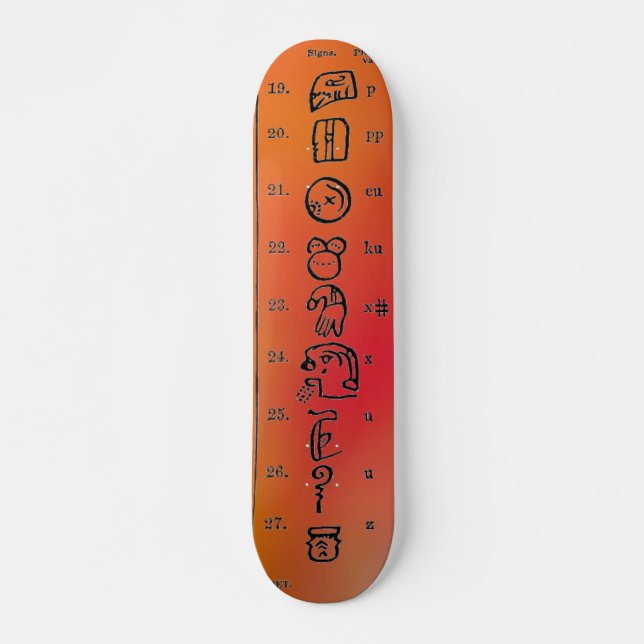 Mayan Alphabet Skateboard (Front)