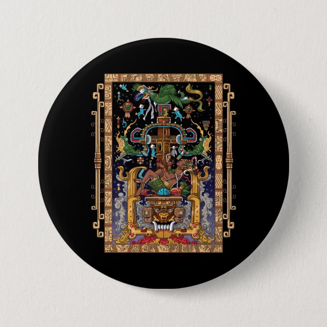 Mayan Astronaut King Pakal 3 Inch Round Button (Front)