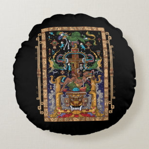 Mayan Astronaut King Pakal Round Pillow