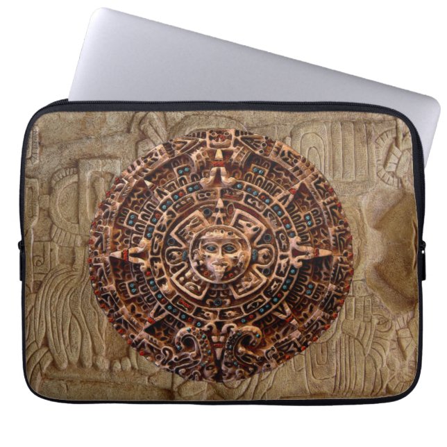 Mayan-Aztec Sun Calendar Old Mexico Laptop Sleeve (Front)