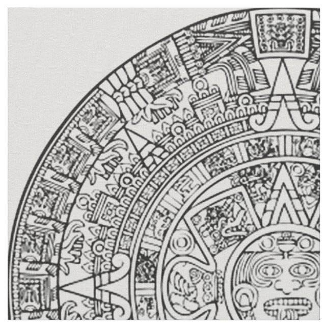 Mayan Aztec Sun Calender on ANY CUSTOM COLOR Fabric (Close Up)