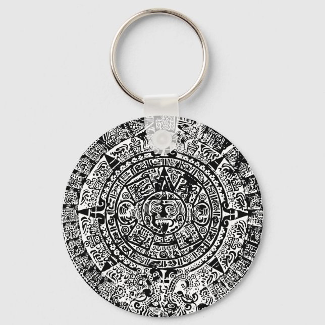 Mayan Calendar Black Keychain (Front)