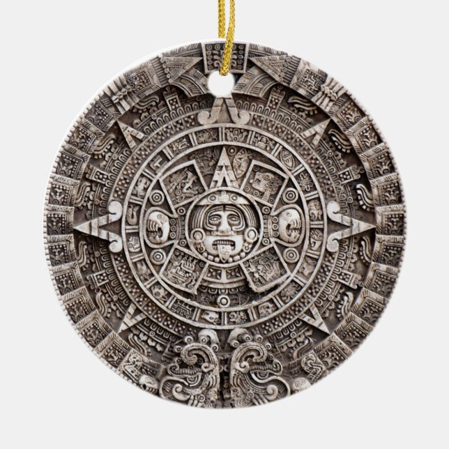 Mayan Calendar Ceramic Ornament (Front)