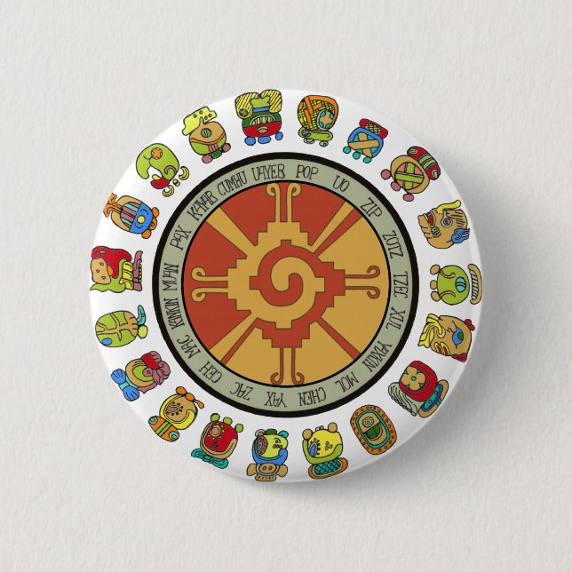 Mayan Calendar Design 2 Inch Round Button (Front)