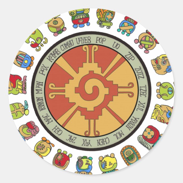 Mayan Calendar Design Classic Round Sticker (Front)