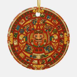 'Mayan Calendar Stone' Ceramic Ornament