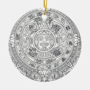 'Mayan Calendar Stone' Ceramic Ornament
