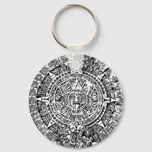 Mayan Calendar White Keychain