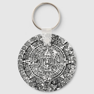 Mayan Calendar White Keychain