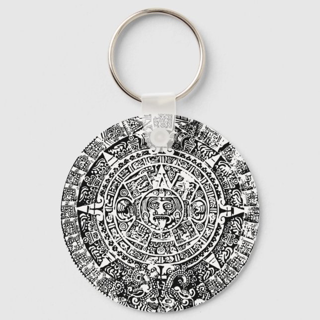 Mayan Calendar White Keychain (Front)