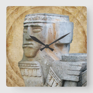 Mayan Chacmool Statue Square Wall Clock