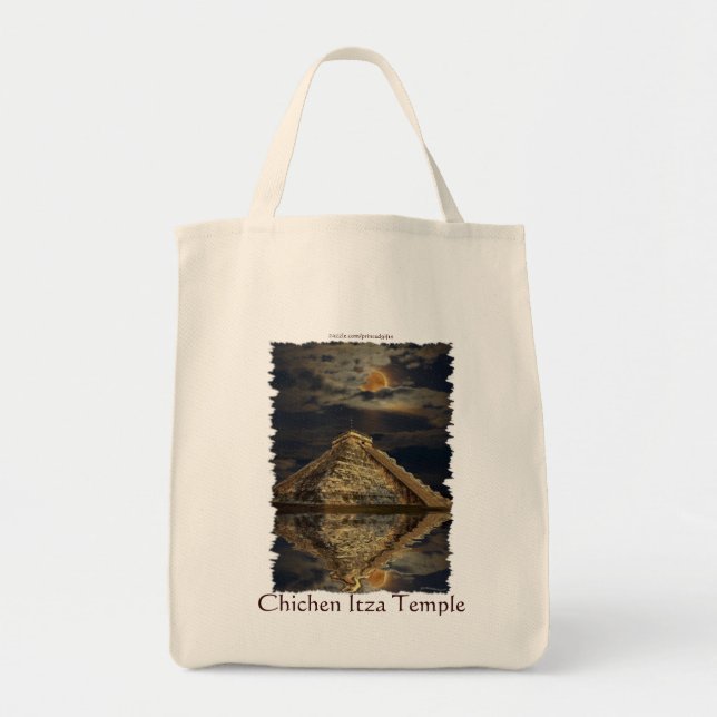 Mayan Chichen Itza Temple & Moon Tote Bag (Front)