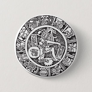 Mayan circle, Mexican hieroglyph(Maya) 2 Inch Round Button