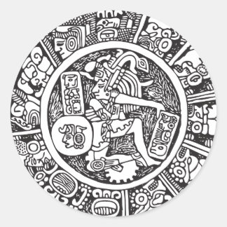 Mayan circle, Mexican hieroglyph(Maya) Classic Round Sticker