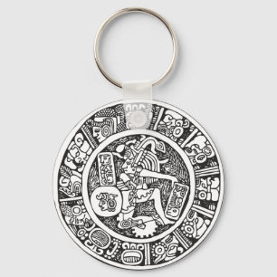Mayan circle, Mexican hieroglyph(Maya) Keychain