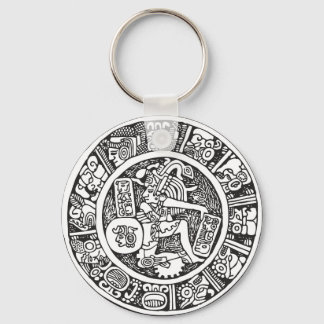Mayan circle, Mexican hieroglyph(Maya) Keychain