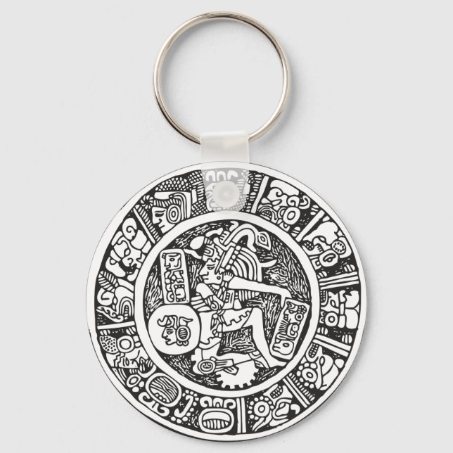 Mayan circle, Mexican hieroglyph(Maya) Keychain (Front)