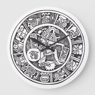 Mayan circle, Mexican hieroglyph(Maya) Large Clock