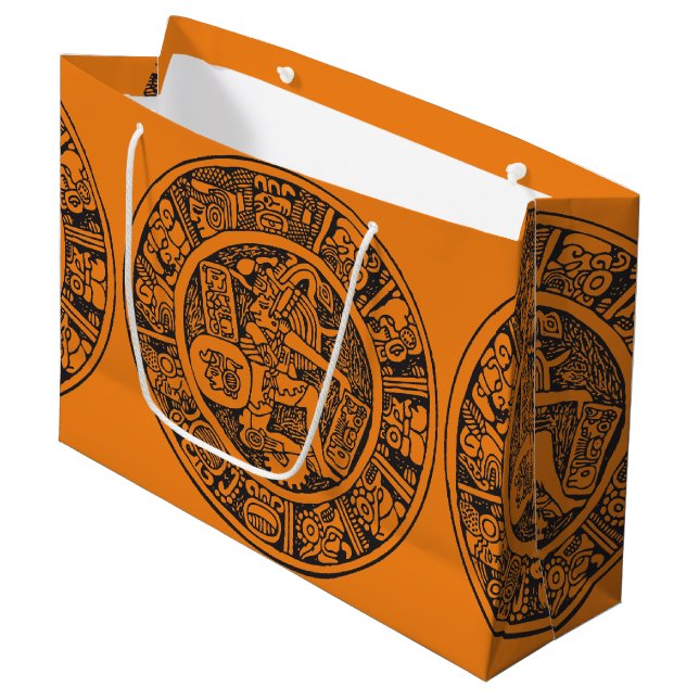 Mayan circle, Mexican hieroglyph (Maya) Large Gift Bag (Front Angled)
