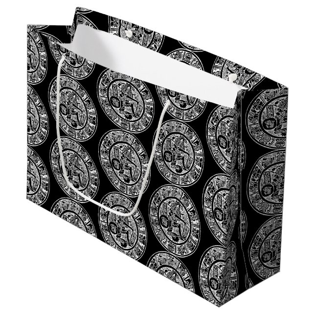 Mayan circle, Mexican hieroglyph (Maya) Large Gift Large Gift Bag (Front Angled)