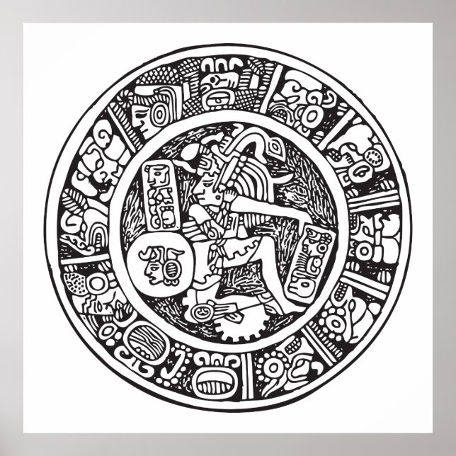 Mayan circle, Mexican hieroglyph(Maya) Poster (Front)