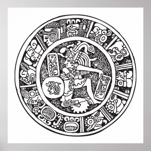Mayan circle, Mexican hieroglyph(Maya) Print | Zazzle