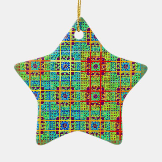 Mayan ethnic tribal pattern.jpg ceramic ornament (Front)