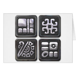 Mayan Glyphs-black and silver