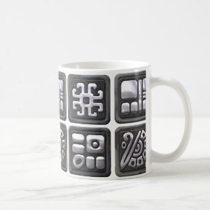 Mayan Glyphs - Black and Silver Coffee Mug