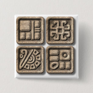 Mayan Glyphs-stone 2 Inch Square Button