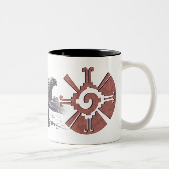 Mayan Hunab Ku with Rattlesnakes Two-Tone Coffee Mug (Right)