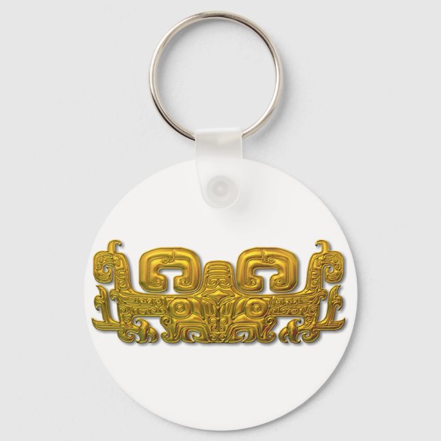 Mayan Jaguar - Gold Keychain (Front)