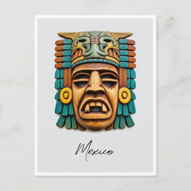 Mayan Mask Mexico Travel Postcard (Front)