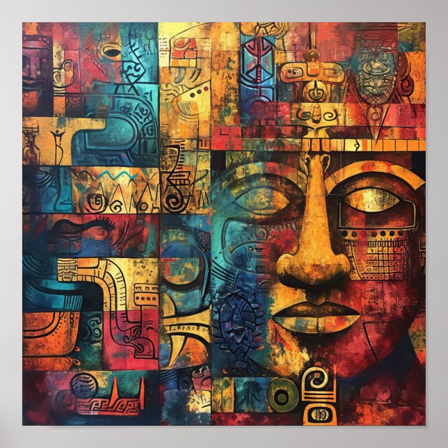 Mayan Matrix: Geometric Echoes Poster (Front)