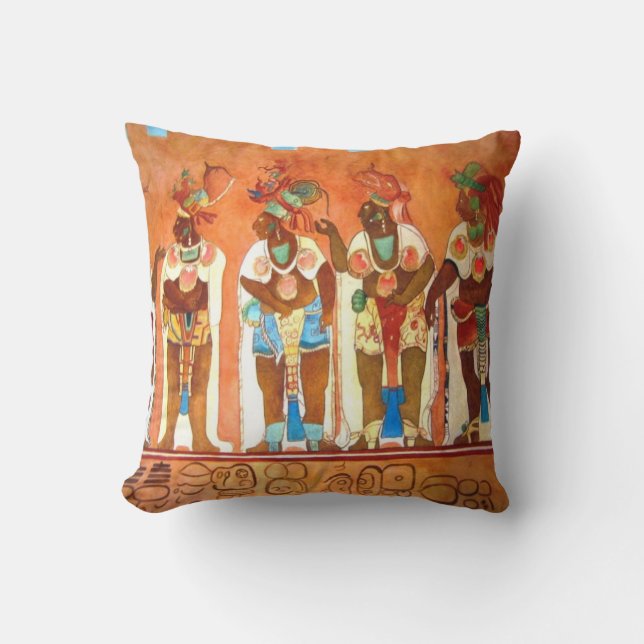 Mayan Men Throw Pillow (Front)