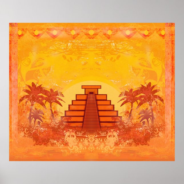 Mayan Pyramid, Mexico Poster (Front)